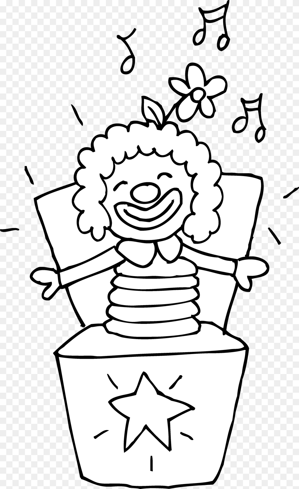 Colorable Jack In The Box Toy Jack In The Box Clipart Black And White, Baby, Person, Face, Head Free Transparent Png