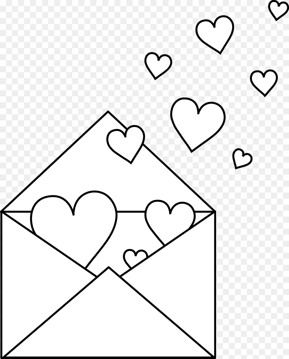 Colorable Love Letter Love Note Clipart, Envelope, Mail Free Transparent Png
