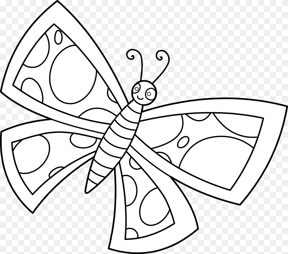 Colorable Spotted Butterfly Design Cute Butterfly Black And White Clipart, Animal, Kangaroo, Mammal Png