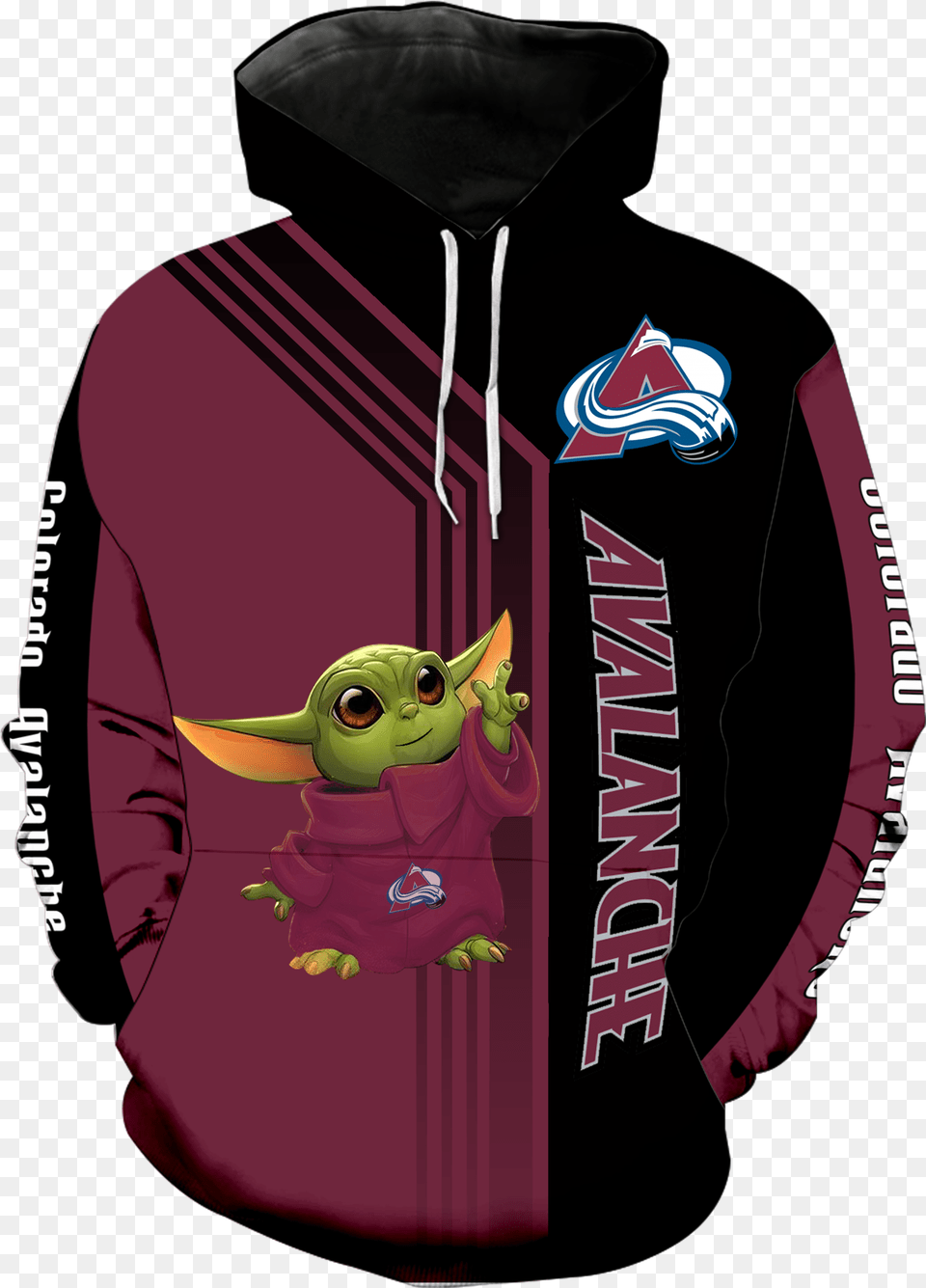 Colorado Avalanche Baby Yoda New Full All Over Print V1543 Wolf Sweatshirt, Clothing, Sweater, Hoodie, Knitwear Png Image