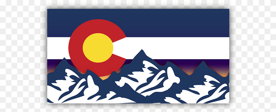 Colorado Flag Mountains Sunset Bumper Sticker Colorado, Mountain, Nature, Outdoors, Animal Free Png