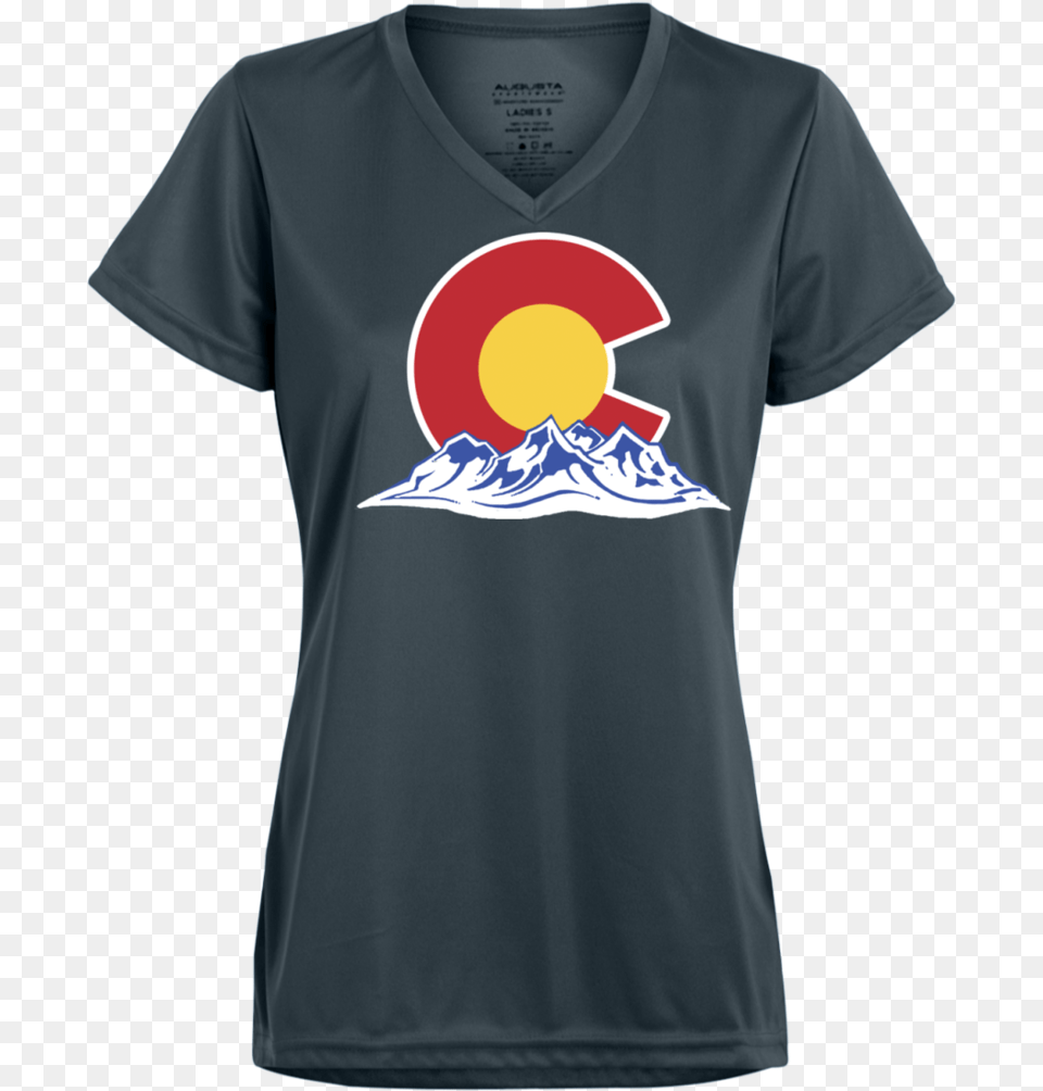 Colorado Mountain Silhouette Ladies Active Shirt, Clothing, T-shirt Png Image