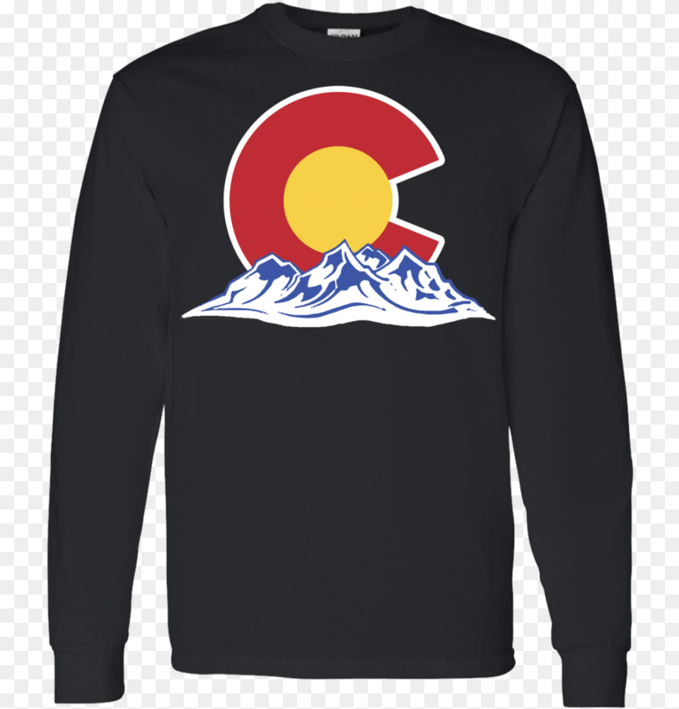Colorado Mountain Silhouette Men S Long Sleeve Shirt Long Sleeved T Shirt, Clothing, Long Sleeve, Knitwear, Sweater Free Png Download