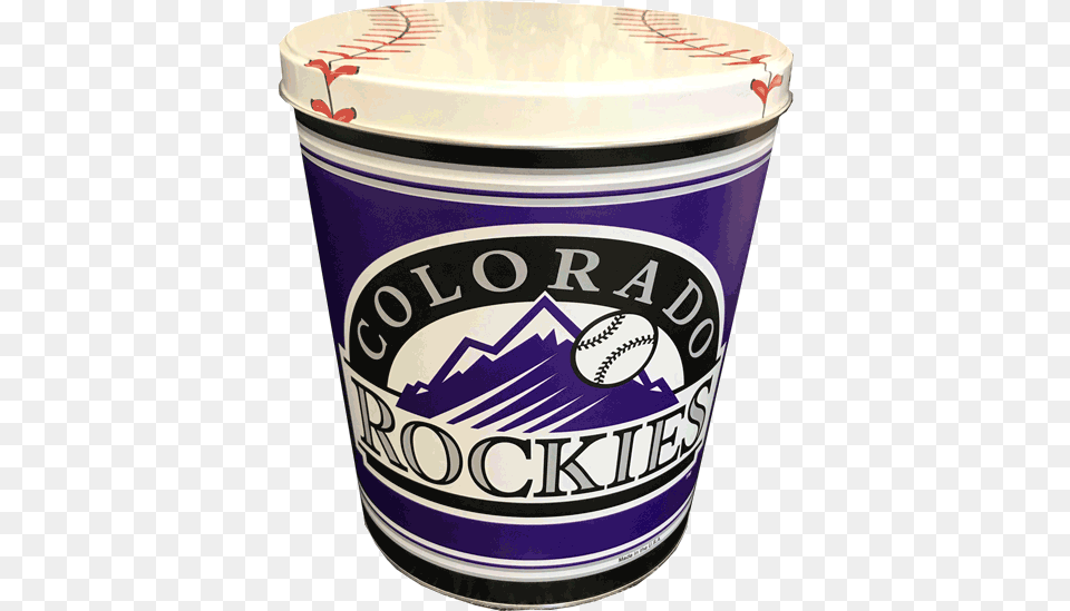 Colorado Rockies Popcorn Tin Colorado Rockies, Can, Dessert, Food, Yogurt Png Image