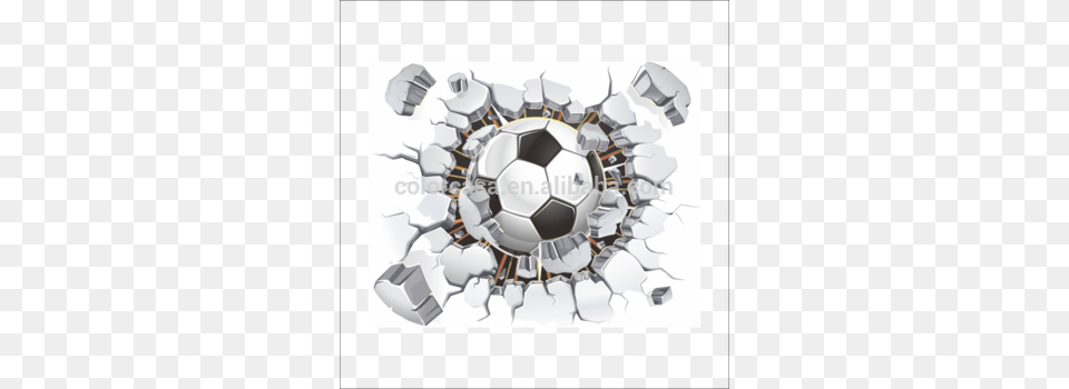 Colorcasazypa 1487 N 3d Football Wall Stickers Broken Soccer Ball Wall Stickers, Soccer Ball, Sport, Rotor, Coil Png Image