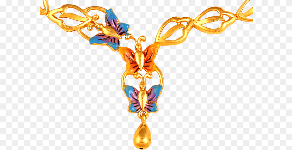 Colored Butterflies Gold Necklace Chain, Accessories, Jewelry, Pendant, Invertebrate Free Png Download