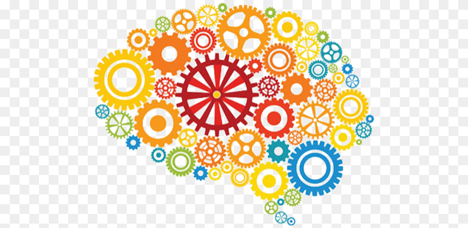 Colored Gears In The Shape Of A Brain Brain Gears, Art, Floral Design, Graphics, Pattern Free Png Download