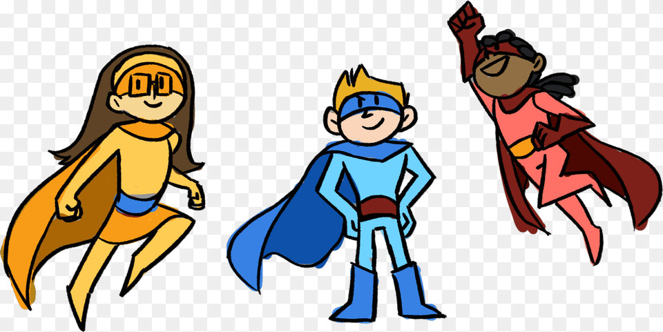 Colored Heros Superhero Cartoon, Baby, Person, Book, Comics Png Image