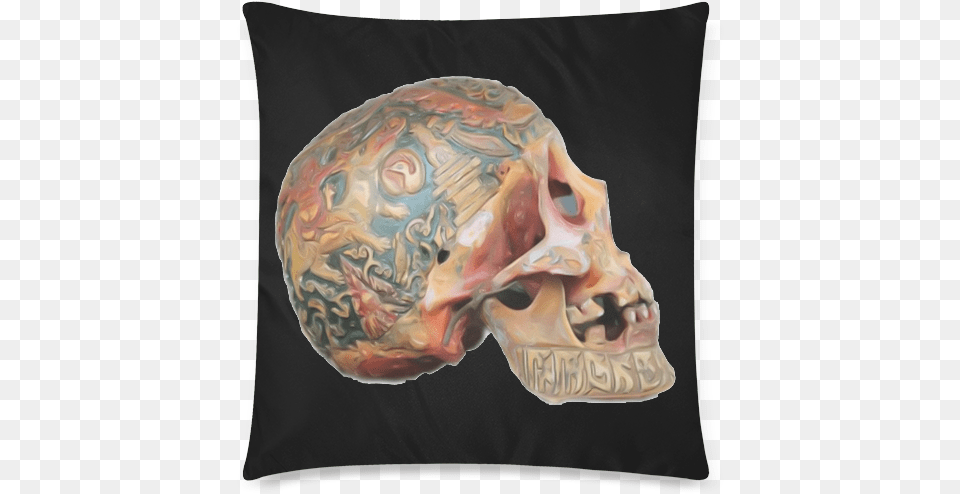 Colored Human Skull Custom Zippered Pillow Case 18 Cushion, Home Decor, Person, Skin, Tattoo Png
