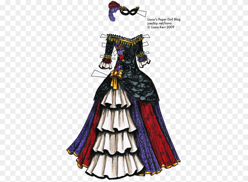Colored In Black White Purple Red And Masquerade Ball Dress Vintage, Fashion, Gown, Clothing, Formal Wear Free Png Download
