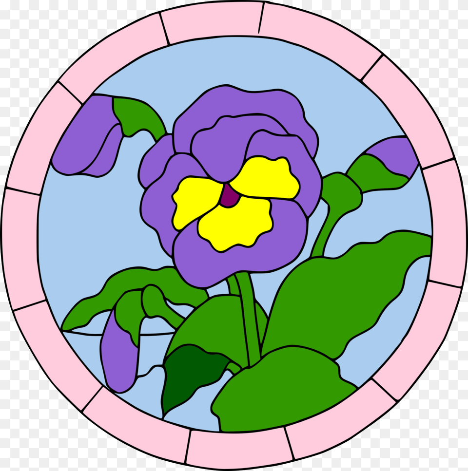 Colored Pansy Stained Glass Icons, Art, Stained Glass, Flower, Plant Png