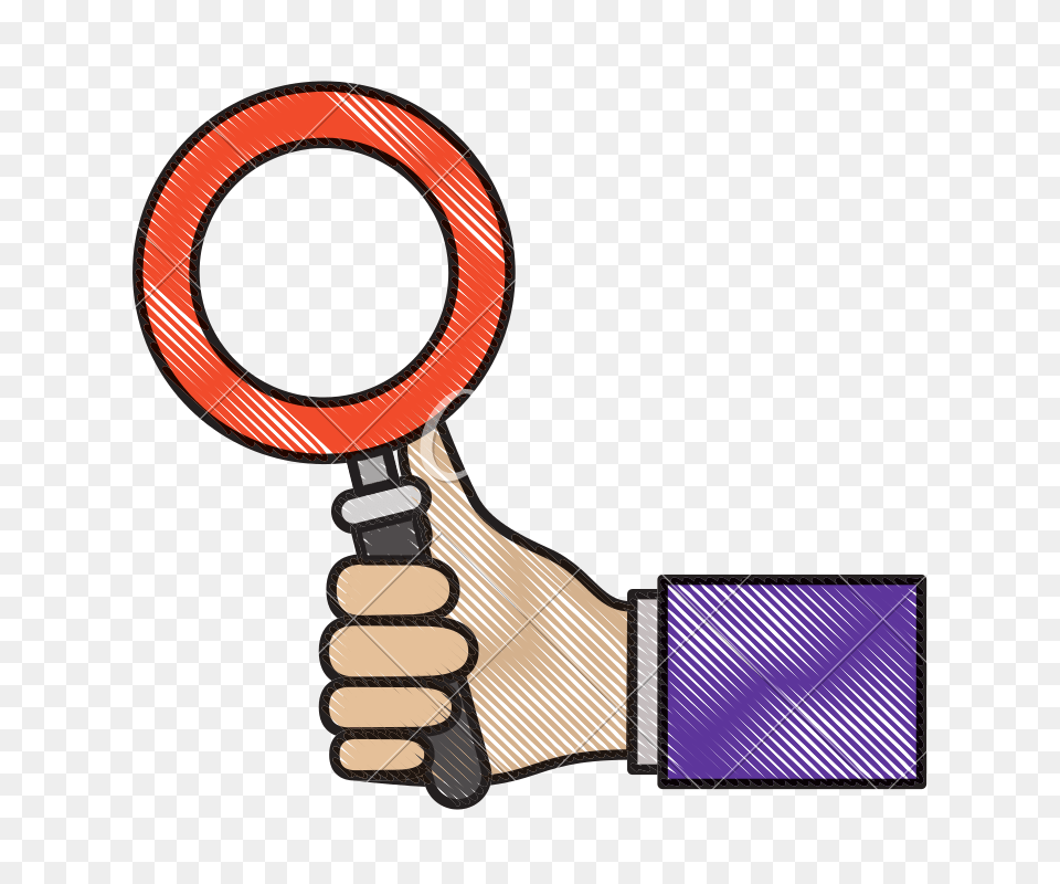 Colored Pencils Silhouette Of Hand Holding Magnifying Glass, Body Part, Person, Finger, Racket Free Transparent Png