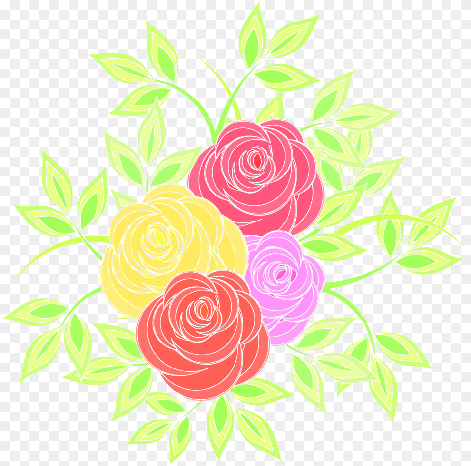 Colored Roses Clipart, Art, Floral Design, Flower, Graphics Png Image