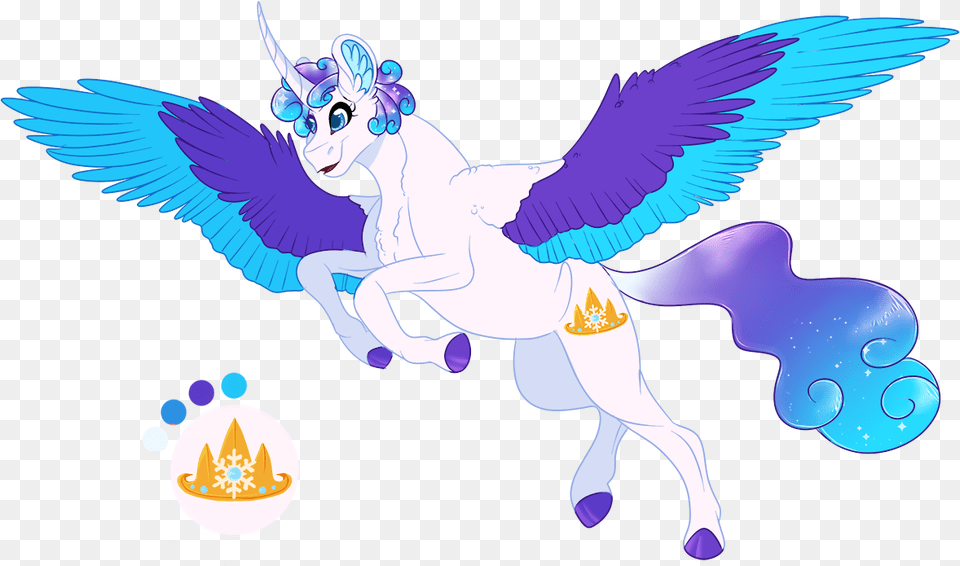 Colored Wings Curved Horn Female Mare Multicolored Cartoon, Baby, Person Png Image