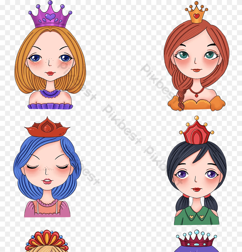 Colored Woman Wearing Crown Avatar Button For Women, Publication, Book, Comics, Person Free Png