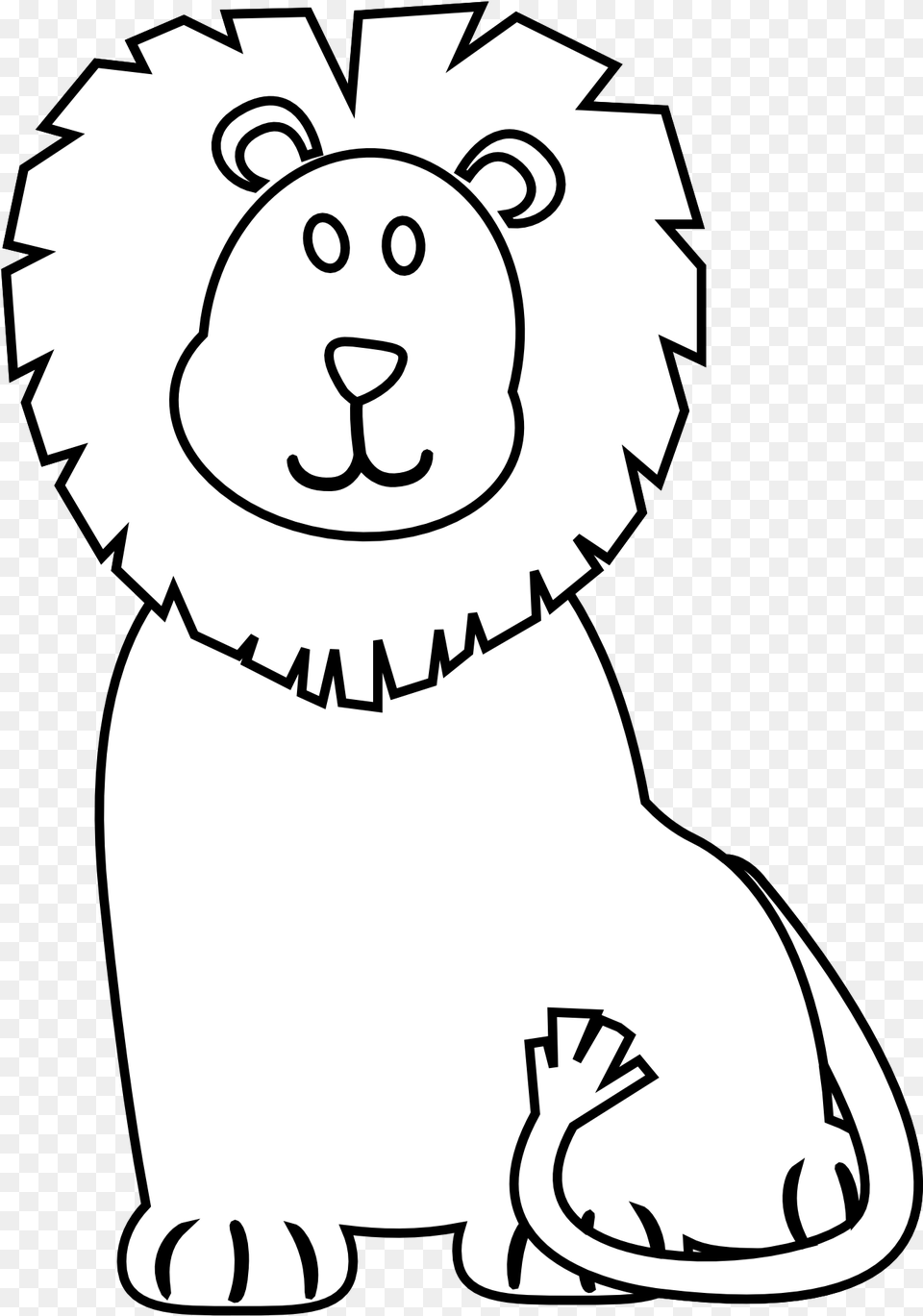 Colorful Animal Lion Black White Line 1979px Lion Clipart Black And White, Stencil, Mammal, Wildlife, Bear Free Transparent Png