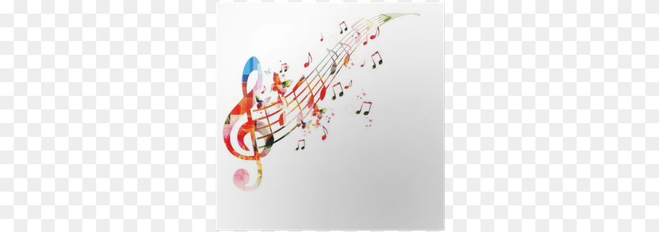 Colorful Background With Music Notes Poster Pixers Colorful Music Note Vector, Art, Graphics, White Board, Floral Design Free Png