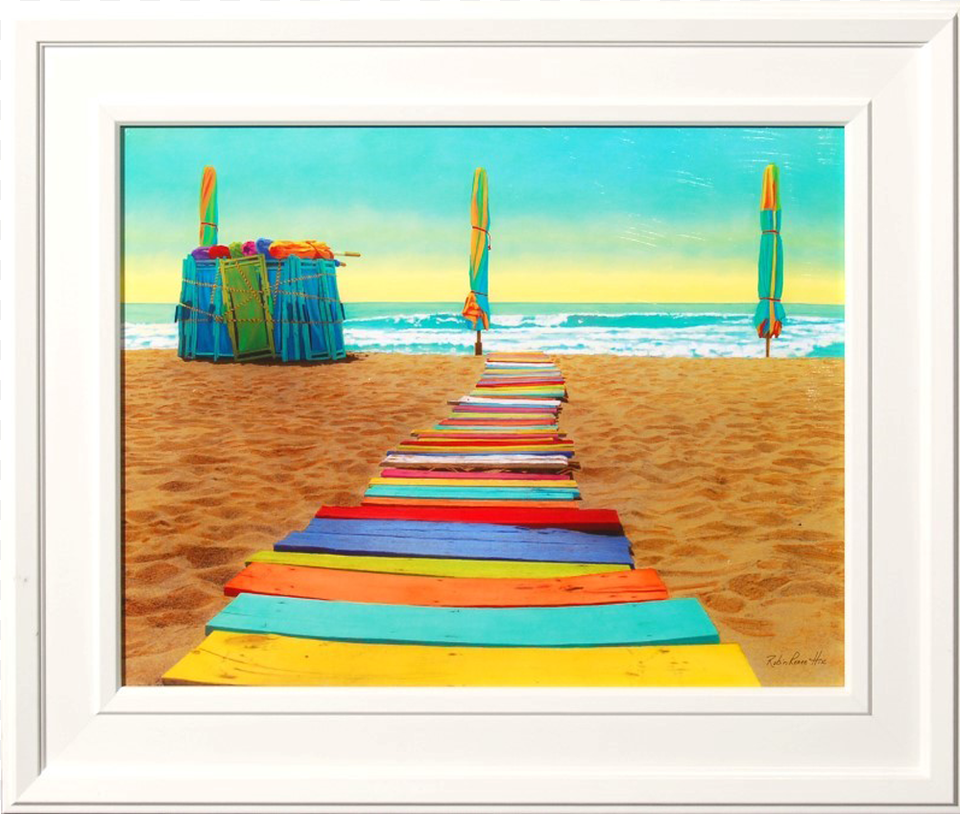 Colorful Beach Walkway Framed Art Print Poster, Water, Shoreline, Summer, Outdoors Free Transparent Png