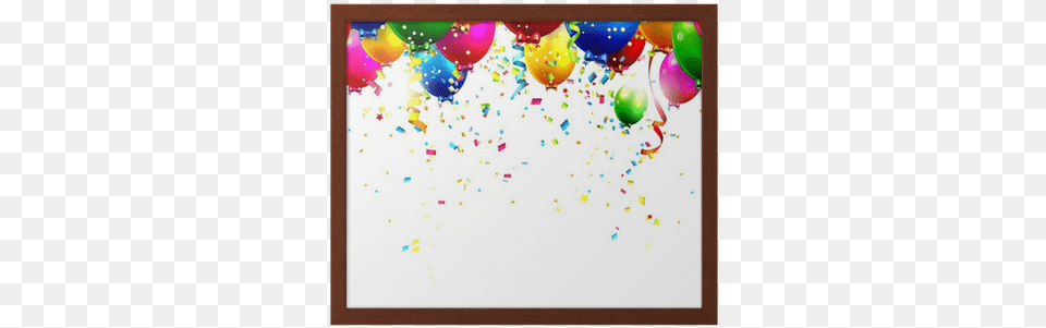 Colorful Birthday Balloons And Confetti Birthday Balloon Border Vertical, Paper, White Board Free Transparent Png