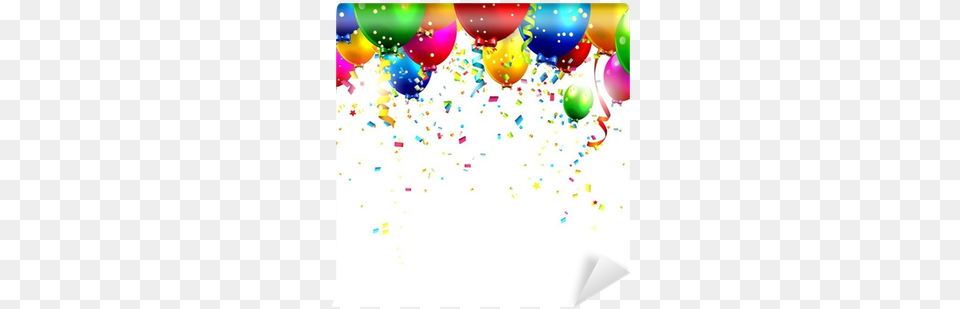 Colorful Birthday Balloons And Confetti Birthday Balloon Border Vertical, Paper Png