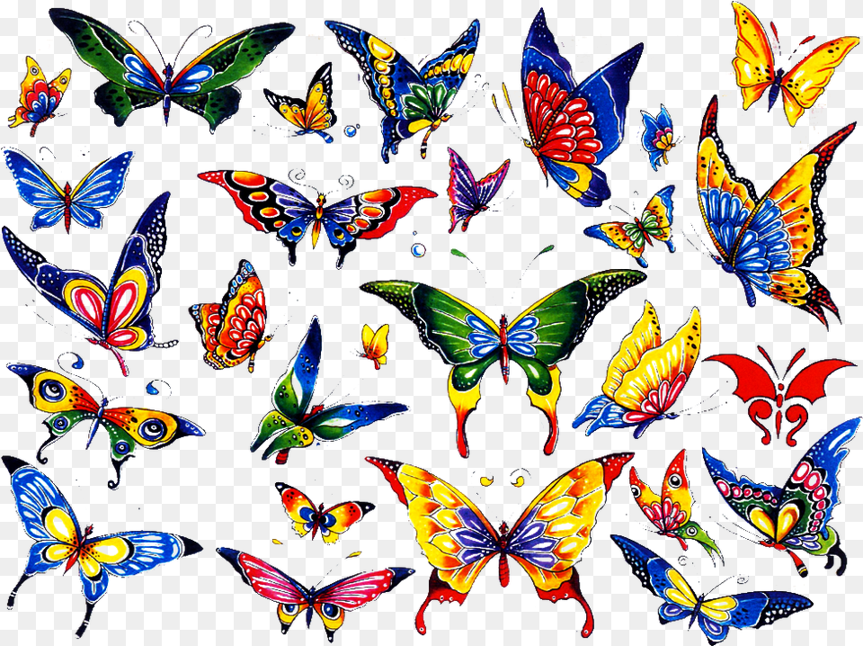 Colorful Butterfly Tattoo Designs Butterfly Tattoo Ideas Colorful, Pattern, Art, Graphics, Floral Design Free Png Download