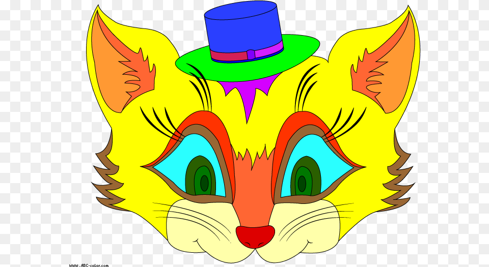 Colorful Cat With The Hat Clipart Image Cat Clipart Mask, Clothing, Baby, Person, Animal Free Png Download
