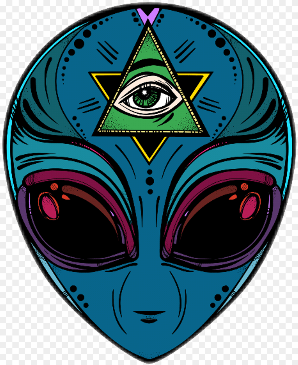 Colorful Colourful Alien Illuminati Cool Alien Illuminati Tattoo Designs, Person, Face, Head Free Png Download