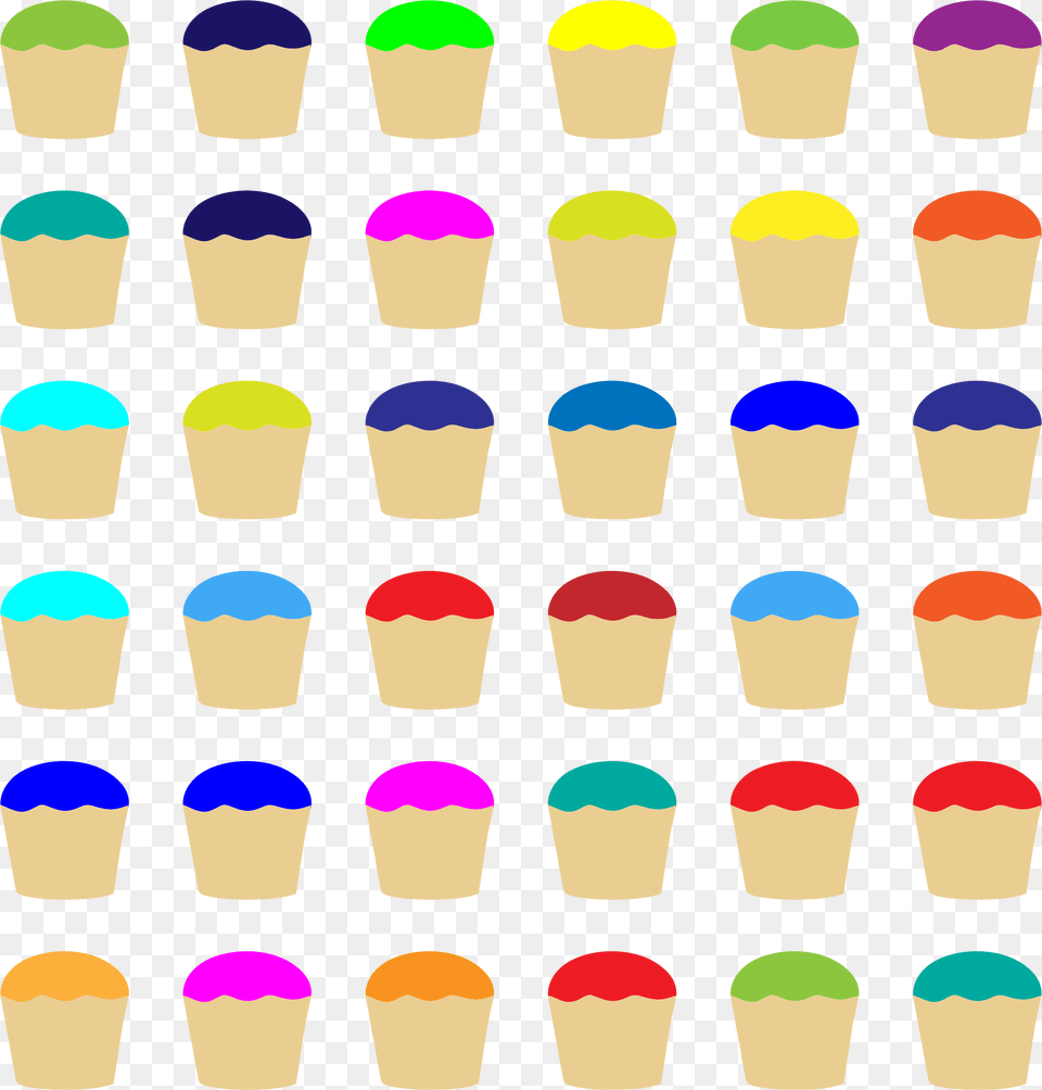 Colorful Cupcakes Pattern Clip Arts Muffin, Cream, Dessert, Food, Ice Cream Free Png