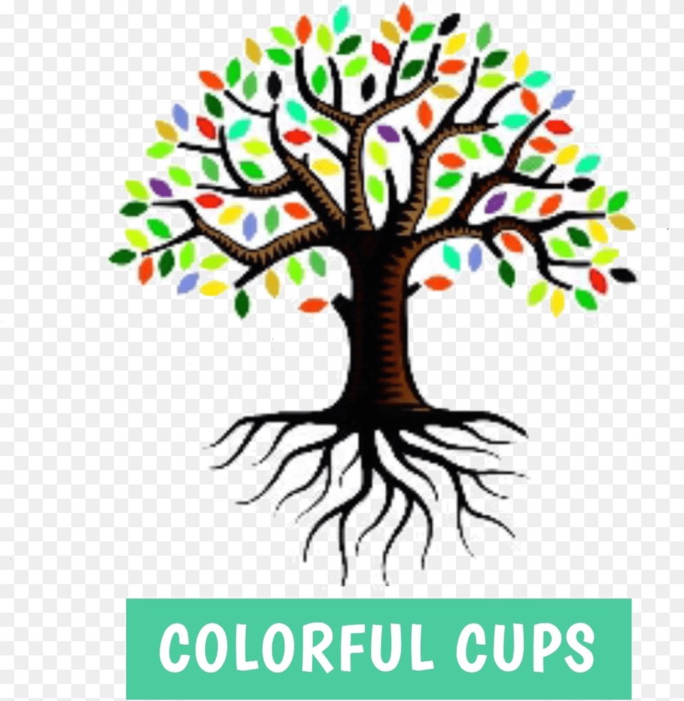Colorful Cups Family Tree Clipart, Plant, Root, Art Free Transparent Png