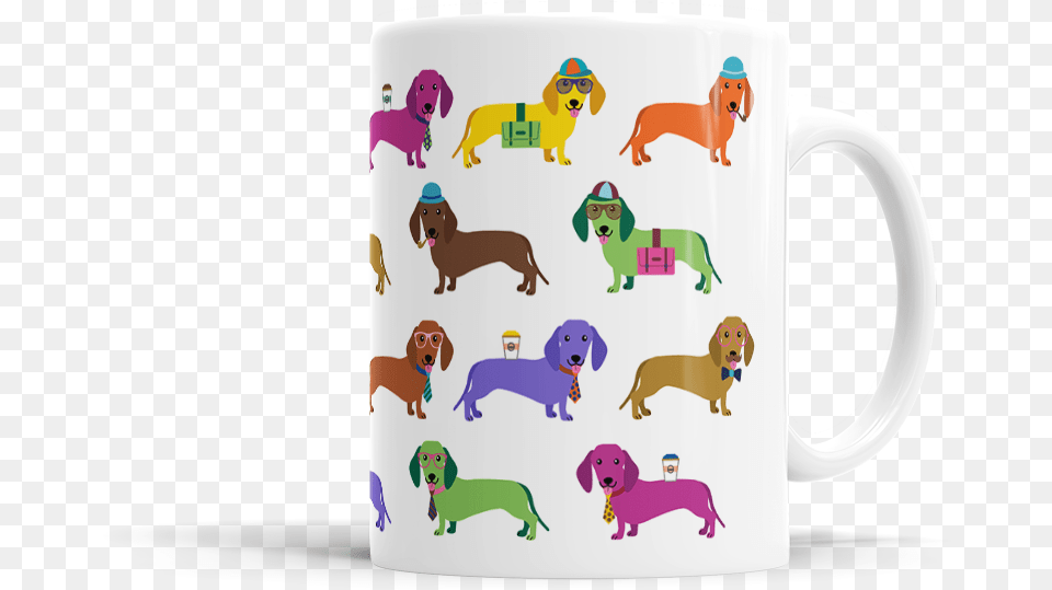 Colorful Dachshund Mug Dachshund, Cup, Animal, Canine, Dog Free Transparent Png