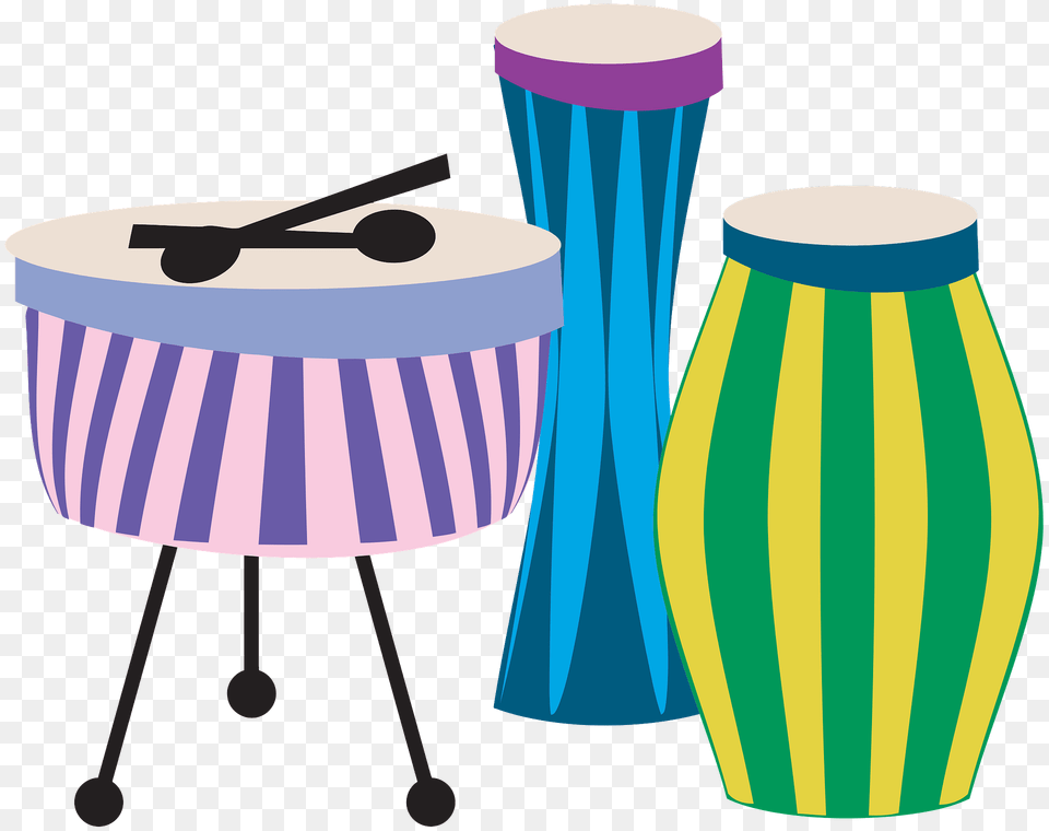 Colorful Drum Set Clipart, Musical Instrument, Percussion Free Png