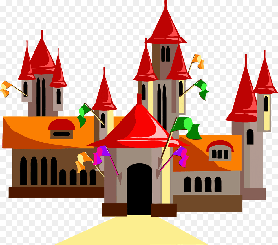 Colorful Fairytale Castle Clipart, Architecture, Building, Spire, Tower Free Png