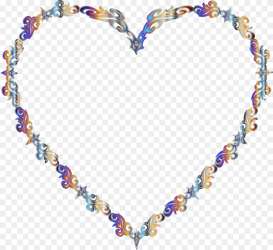 Colorful Fancy Decorative Line Art Heart 2 Clip Arts Necklace, Accessories, Jewelry Free Png Download