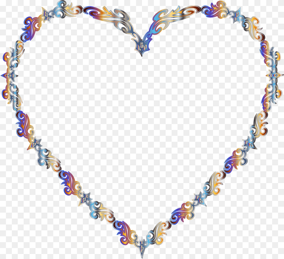 Colorful Fancy Decorative Line Art Heart 2 Picture Transparent Gem Divider, Accessories, Jewelry, Necklace Png Image