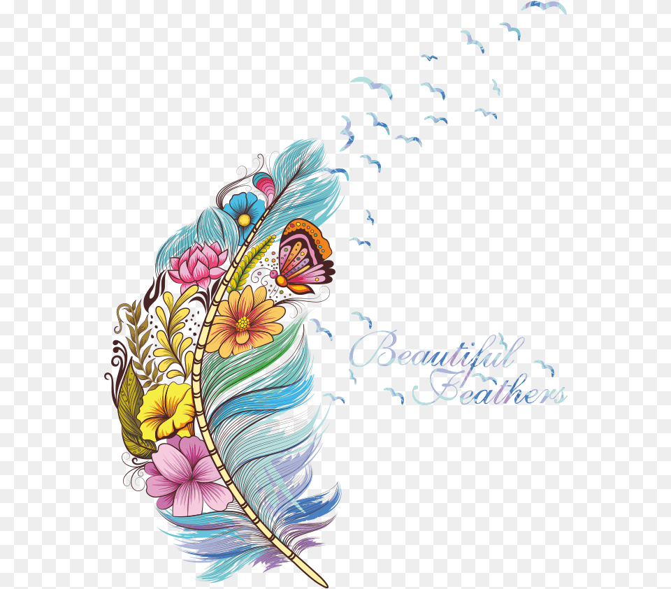 Colorful Feather Art, Floral Design, Graphics, Pattern, Adult Free Png