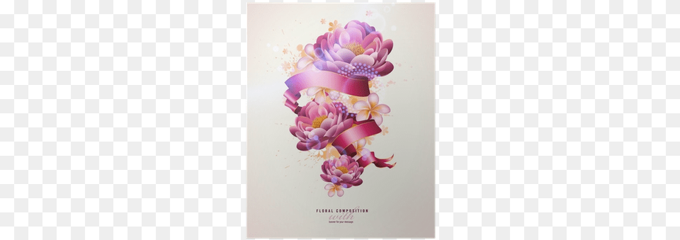 Colorful Floral Composition With Watercolor Splats Vector Graphics, Advertisement, Mail, Greeting Card, Envelope Free Png