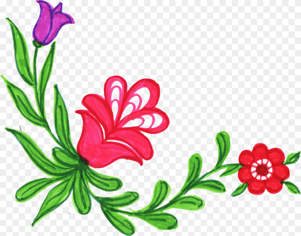 Colorful Flower Corner Vol, Pattern, Plant, Art, Floral Design Png Image