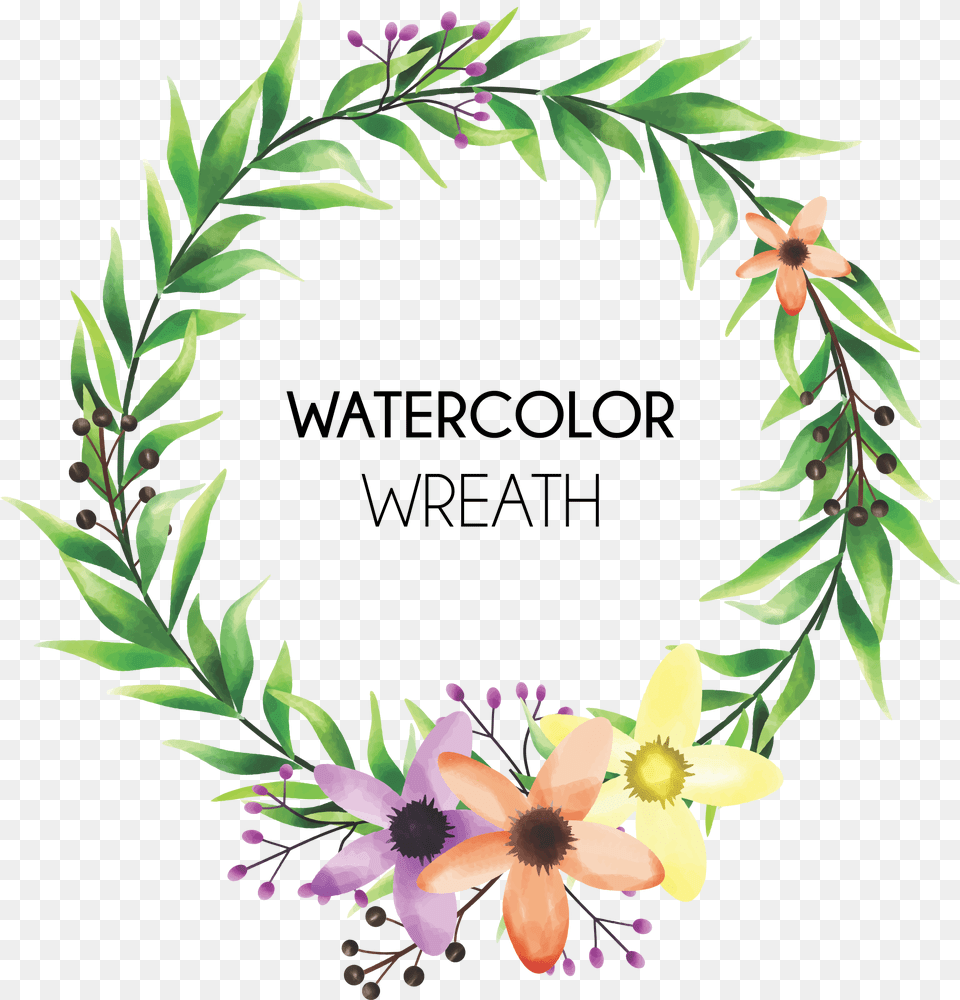 Colorful Flower Frames And Watercolor Style Leaves Vector Flores Acuarela, Art, Floral Design, Graphics, Pattern Png