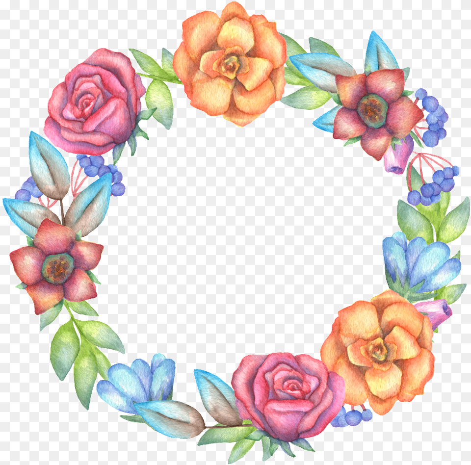 Colorful Flowers And Garlands Colourful Wreath, Flower, Plant, Rose, Pattern Free Transparent Png