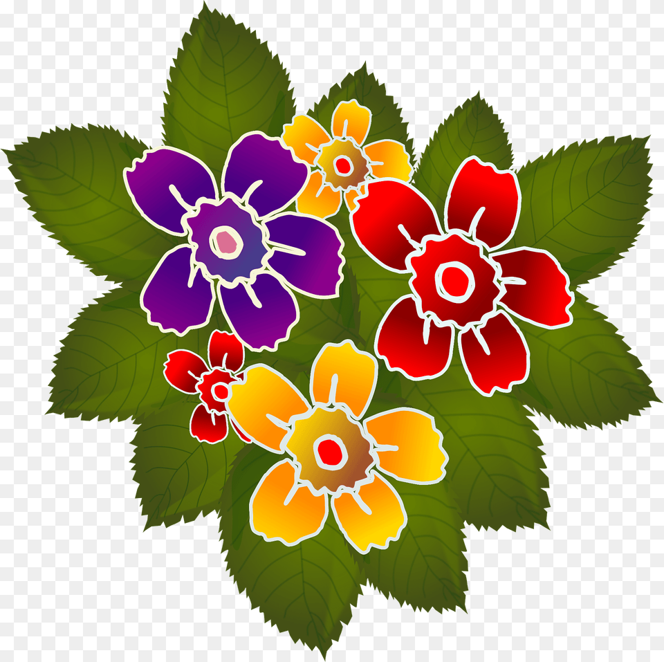 Colorful Flowers And Leaves Clipart, Anemone, Art, Floral Design, Flower Free Transparent Png