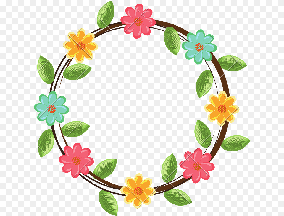 Colorful Flowers Crown Vector Spirea, Pattern, Plant, Flower, Art Png Image