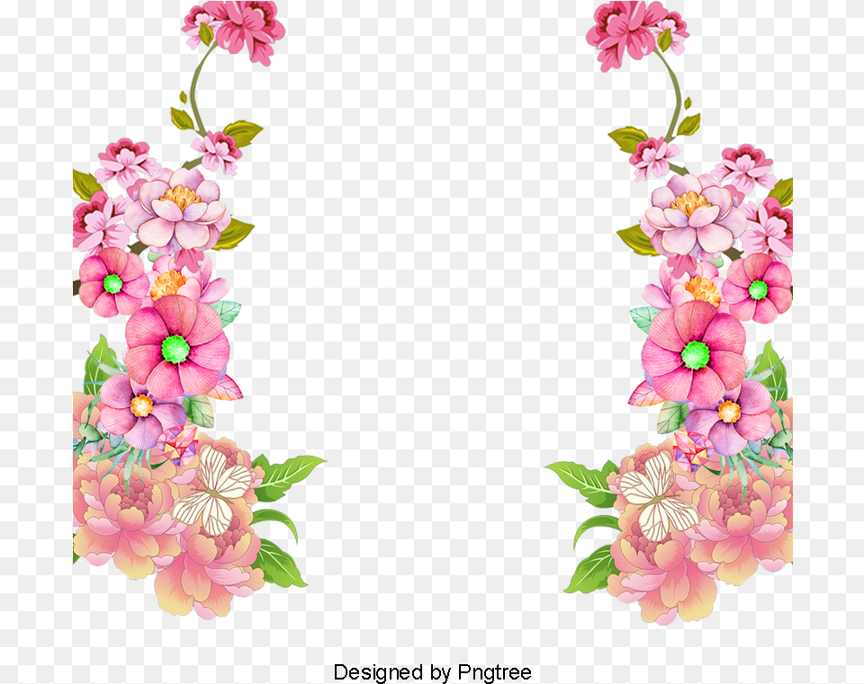 Colorful Frame Border Design Vintage Floral Border Border Flower Design, Accessories, Pattern, Jewelry, Graphics Free Png Download