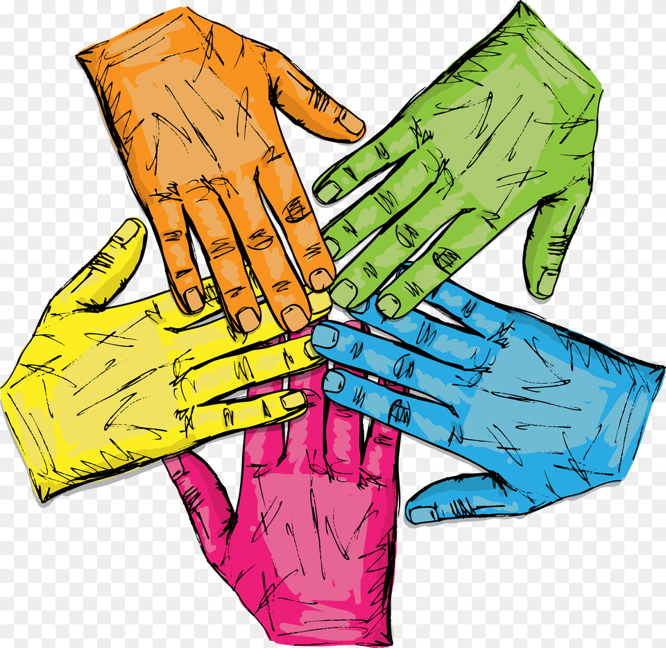 Colorful Group Of Hands Isolated On White Vector Illustration Hand Colorful Vector, Glove, Clothing, Person, Body Part Png Image