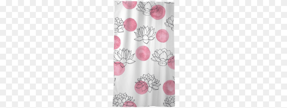 Colorful Hand Drawn Vector Lilies Contours With Pink Curtain, Shower Curtain, Pattern Png