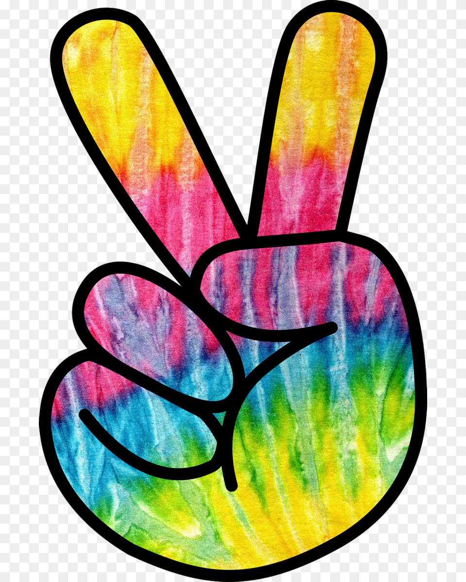 Colorful Hand Sharing Peace Sign Hippie Tie Dye Peace Sign, Art, Bow, Weapon Free Png Download