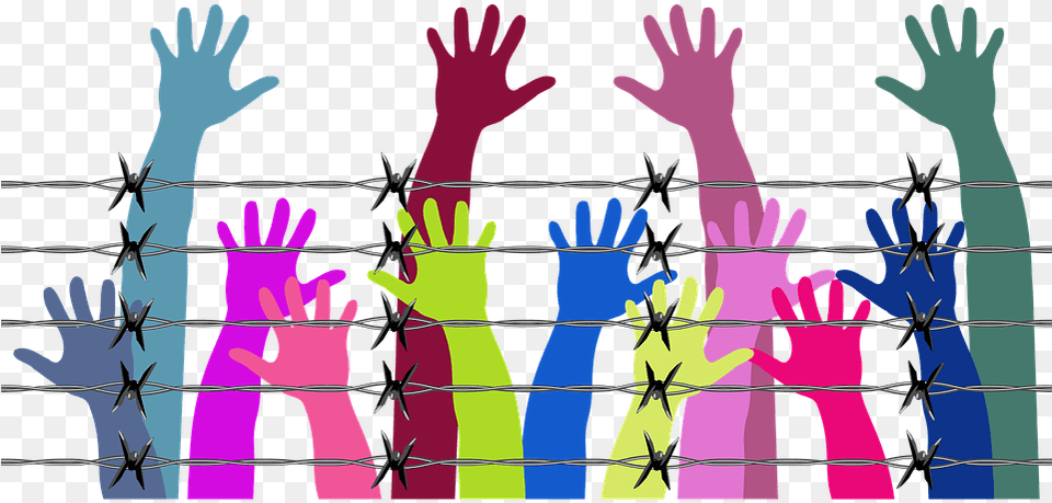 Colorful Hands Barbed Wire Difference Between Fundamental Rights And Human Rights, Purple, Barbed Wire Free Png