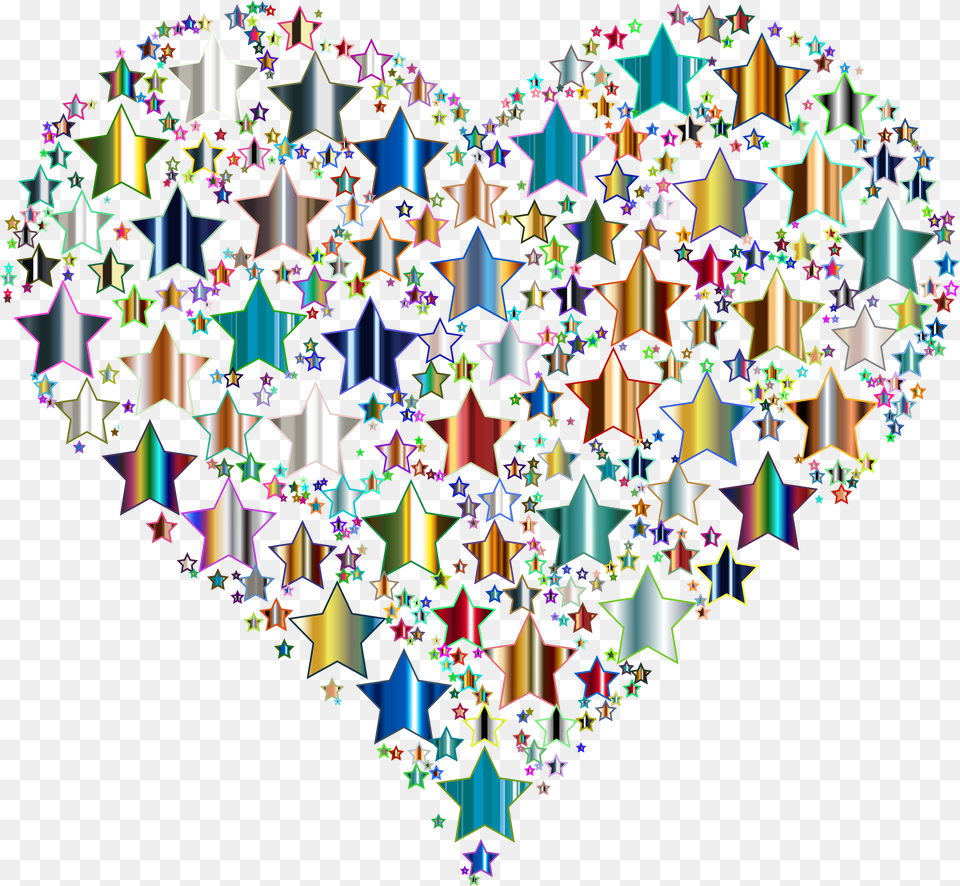 Colorful Heart Stars 10 No Background Clip Arts Heart Made Out Of Stars, Pattern Png