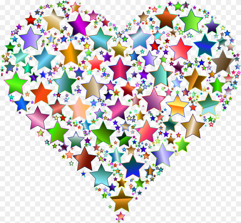Colorful Heart Stars 9 Variation 2 No Background Clip Colorful Heart And Star, Flag, Pattern, Accessories, Fractal Free Transparent Png