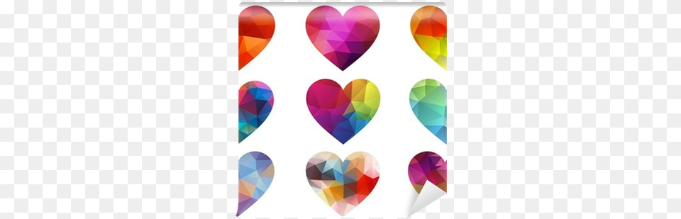 Colorful Hearts With Geometric Pattern Vector Wall Geometry, Heart Free Png