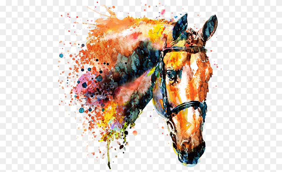 Colorful Horse Head Hand Towel For Sale Colorful Horse Watercolor Paintings, Art, Painting, Graphics, Animal Free Png Download